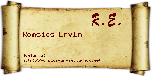 Romsics Ervin névjegykártya
