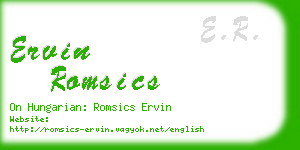 ervin romsics business card